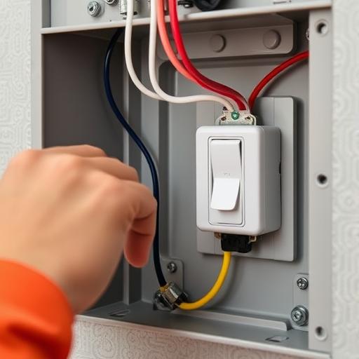 electrician wiring a smart switch in a junction box