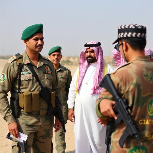 Pakistani and Saudi officers observing a training exercise