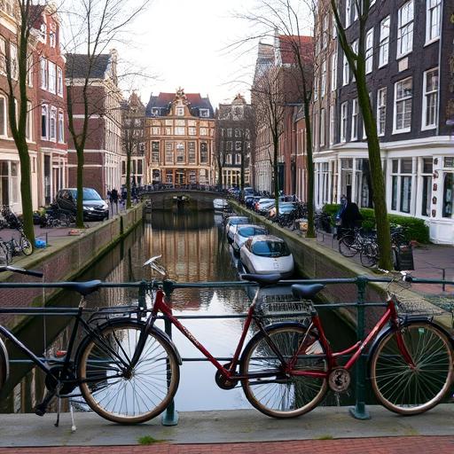 Amsterdam canal houses and bicycles