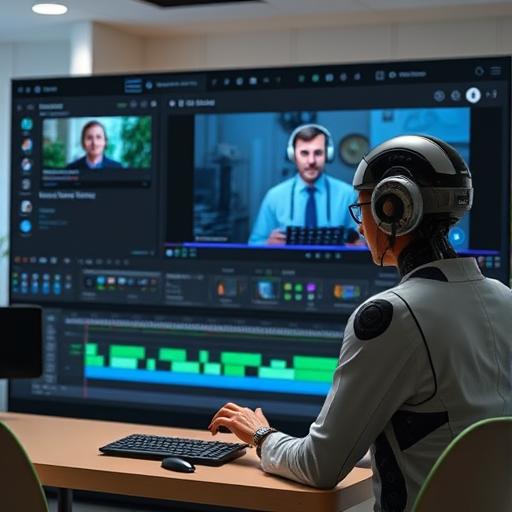 Video editor with AI presenter generating a product tutorial