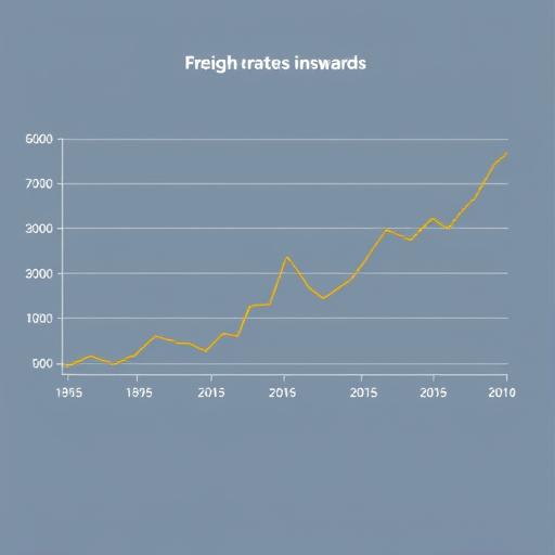 Line chart concept showing freight rates rising and schedule reliability falling