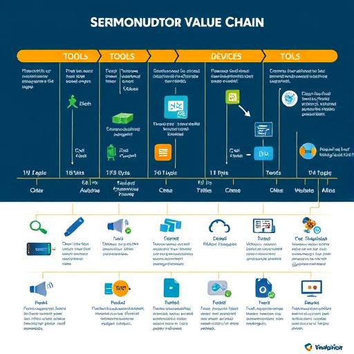 diagram of the semiconductor value chain from tools to devices