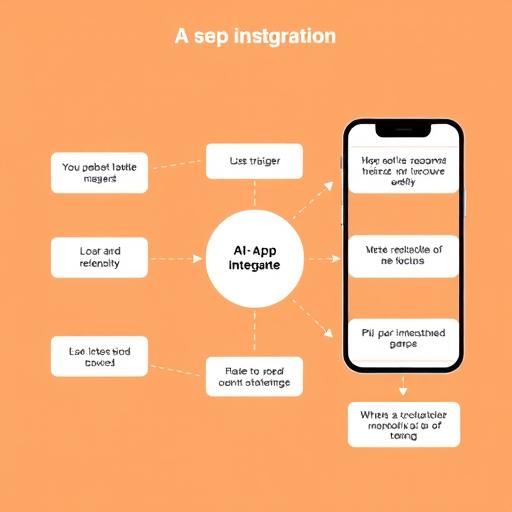 App integration diagram with triggers and actions flowing through an AI step