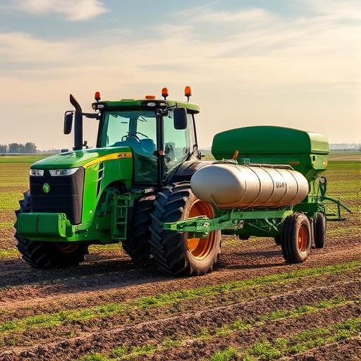Tractor with precision planter applying variable seed rates across zones