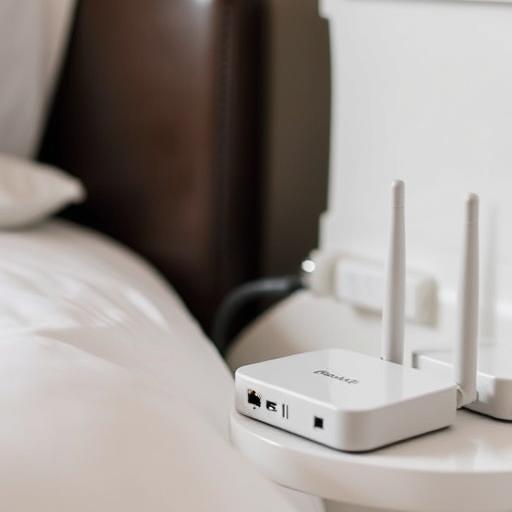 Pocket travel router plugged into hotel Ethernet