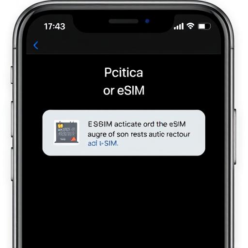Smartphone screen showing eSIM activation