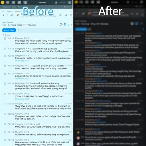 Before and after view of an overflowing inbox with AI-generated summaries and responses
