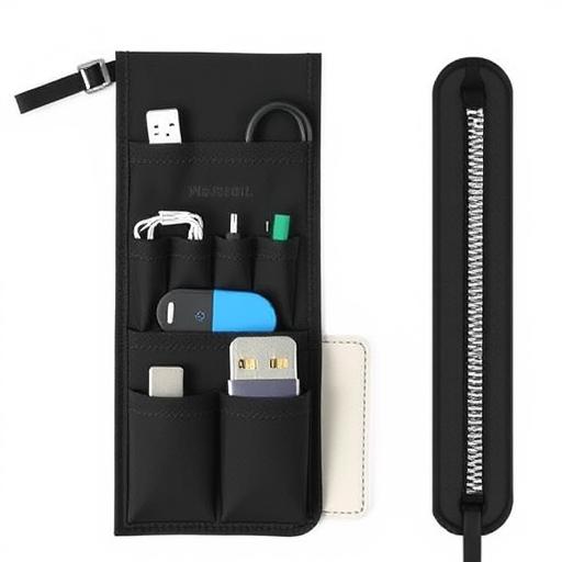 Cable organizer pouch with labeled compartments