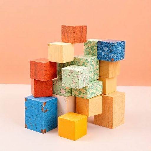 Blocks representing composition assembling a larger object