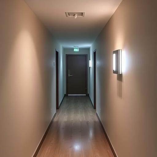 motion sensor in hallway with lights turning on
