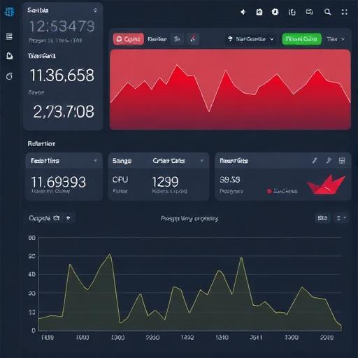 Monitoring dashboard showing response time, error rates, CPU/memory graphs