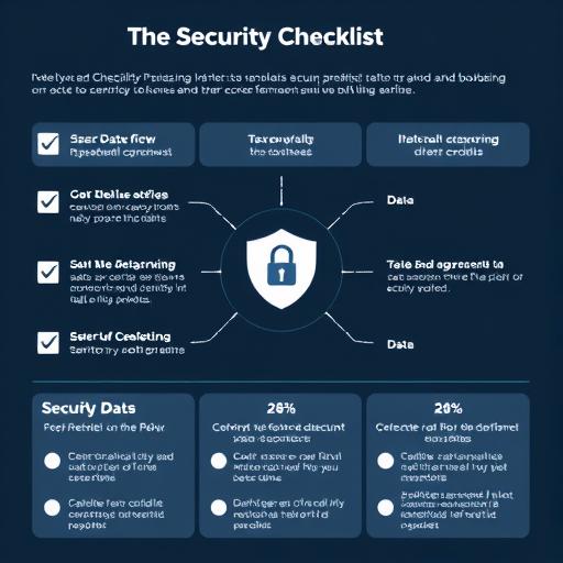 Security checklist graphic illustrating data flow, retention, and controls
