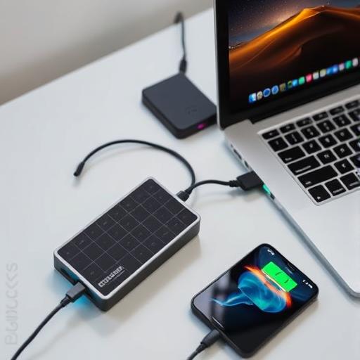 Compact GaN charger powering laptop and phone