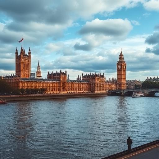 London skyline with Thames and Westminster