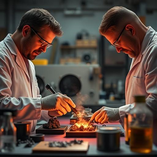 metallurgists testing ore samples in a lab