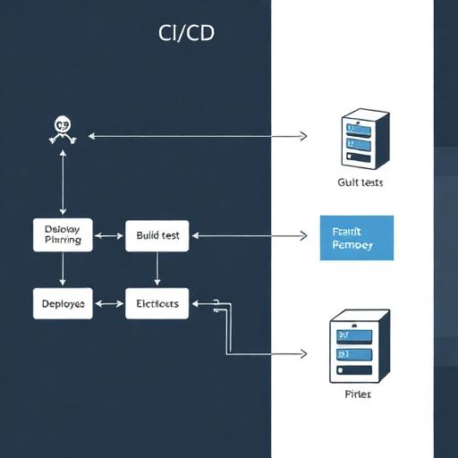 CI/CD pipeline diagram from Git push to build/test to deploy to VPS