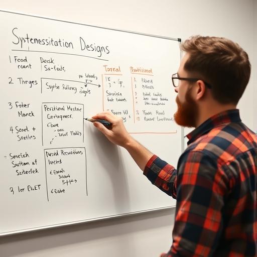 Senior C# developer explaining system design on a whiteboard