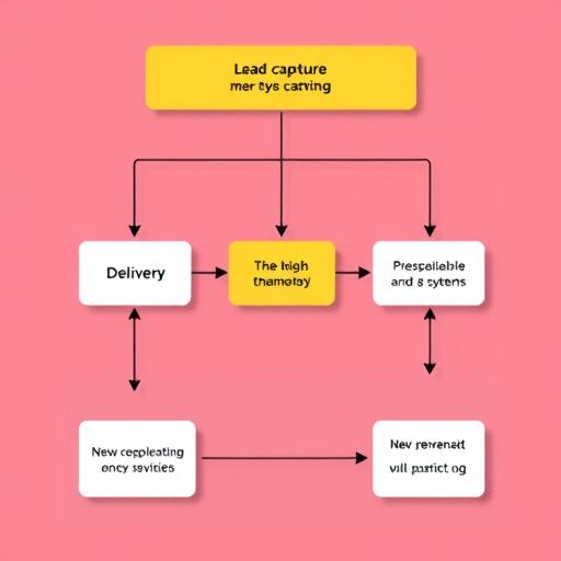 Flowchart showing simple systems for lead capture, delivery, and follow up